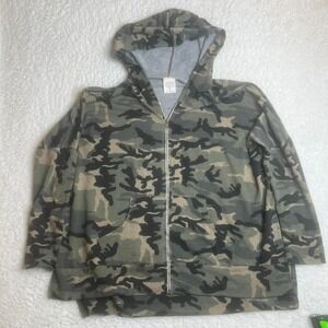 Vintage free leader camo full zip hoodie light‎ weight oversized USA made L
